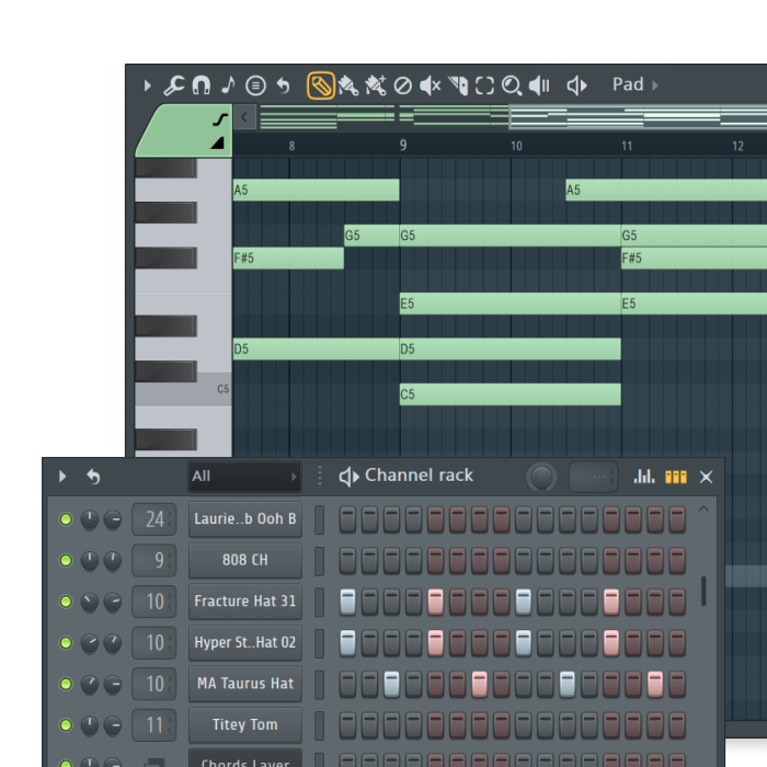 FL Studio Klavierrollenbearbeitung MIDI